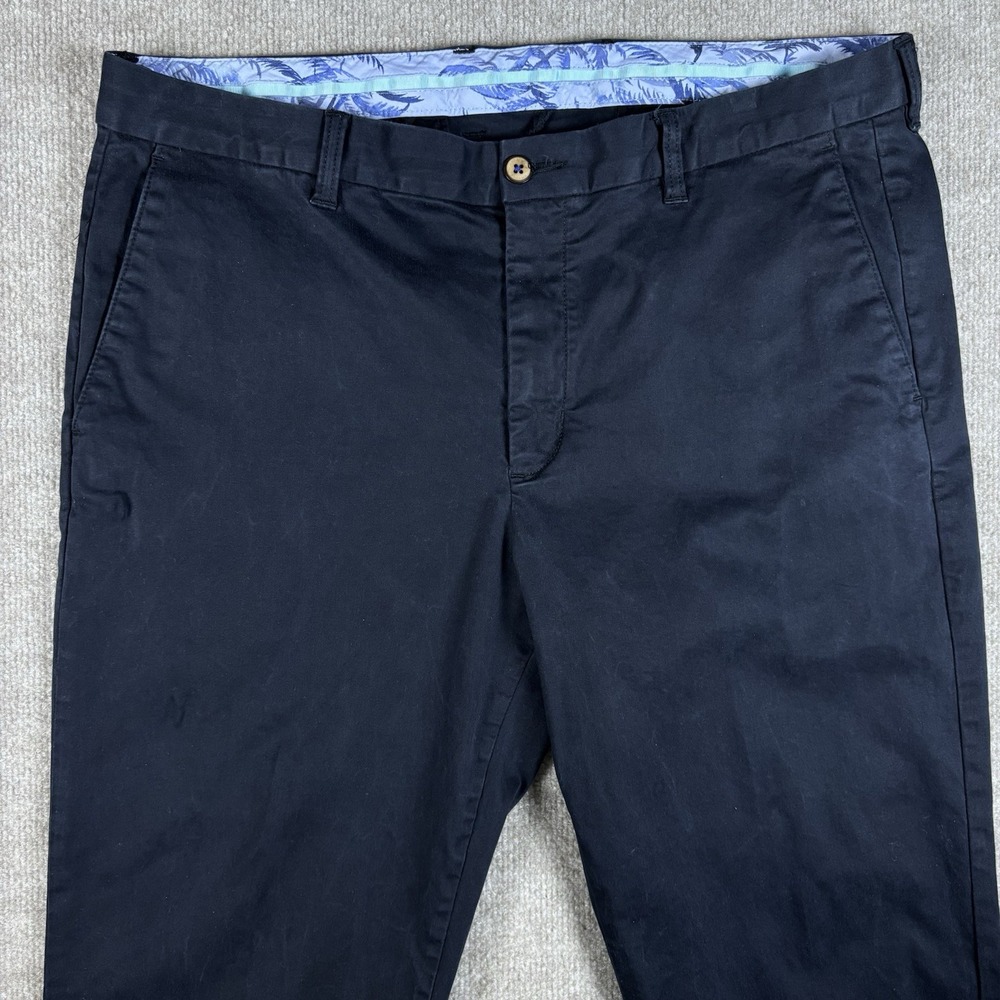 Tommy Bahama Mens 38x30 Black Chino Pants Straight Stretch Flat Front Casual